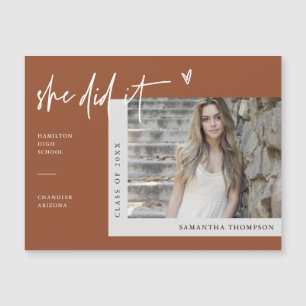 Terracotta Elle L'A Fait Graduation Photo Magnet