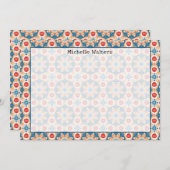 Terracotta en Blauw Patroon Platte Notecard Kaart (Voorkant / Achterkant)