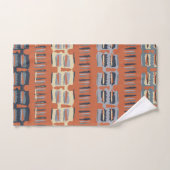 Terracotta en Blue Abstracte Stripes Bad Handdoek (Handdoek)