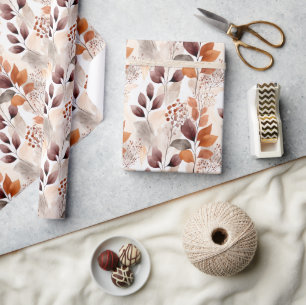 Terracotta en Bourgogne vallen bladeren Boho Aut Cadeaupapier