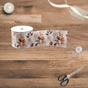 Terracotta en Bourgogne vallen bladeren Boho Aut Grosgrain Lint
