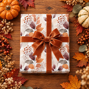Terracotta en Bourgondië Herfstbladeren Boho Her Cadeaupapier