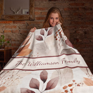 Terracotta en Bourgondië Herfstbladeren   Boho Her Sherpa Deken