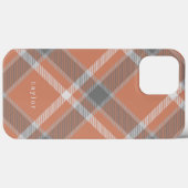 Terracotta en Grey Tartan met naam Case-Mate iPhone Case (Achterkant (horizontaal))
