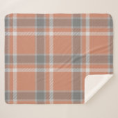 Terracotta en grijs Tartan, geplakt met monogram Sherpa Deken (Voorkant (horizontaal))