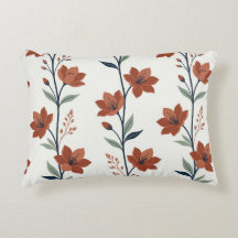 Terracotta en Navy Bloemrijke Wijnstok Lendekussen