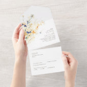 Terracotta en Navy Blue Elegant Herfst Bruiloft All In One Uitnodiging (Afscheurbaar)