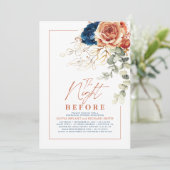 Terracotta en Navy Blue Floral repetitie diner Kaart (Staand voorkant)