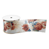 Terracotta en Navy Blue Pampas Grass Floral Boho Lint (Spoel)