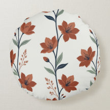 Terracotta en Navy Botanische Bloem Ronde Worp