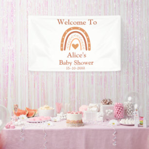 Terracotta en Perzik Regenboog Baby shower Welkom Spandoek