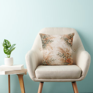 Terracotta en salie boho herfstboeket kussen