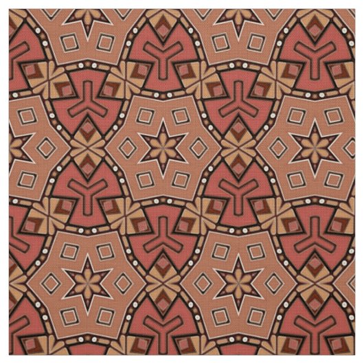 Terracotta en Tan Honeycomb Tile Pattern Stof (Swatch)