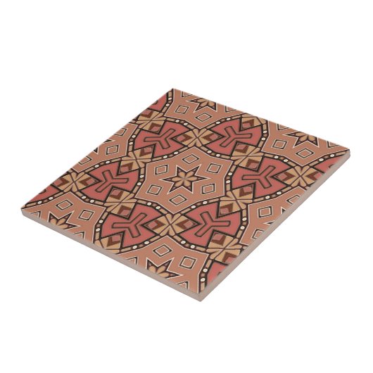Terracotta en Tan Honeycomb Tile Pattern Tegeltje (Zijkant)