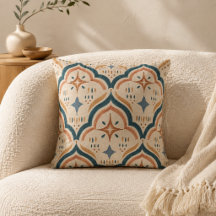 Terracotta en Teal Marokkaanse Boho Worp Kussen