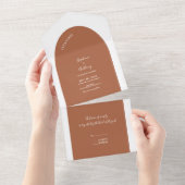 Terracotta en White Arch Wedding All In One Uitnodiging (Afscheurbaar)
