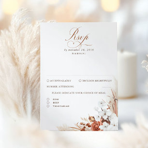 Terracotta en White Floral Boho Wedding RSVP Kaartje