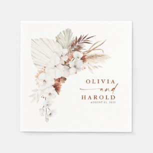 Terracotta en White Flowers Boho Elegant Wedding Servet