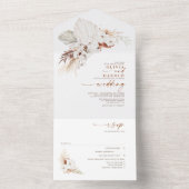 Terracotta en White Flowers Exotic Boho Wedding All In One Uitnodiging (Binnen)