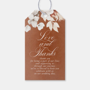 Terracotta en White Flowers Love and Bedankt Cadeaulabel