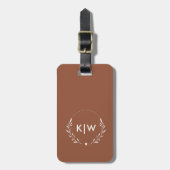 Terracotta en wit | Monogram moderne Initialen Bagagelabel (Voorkant verticaal)