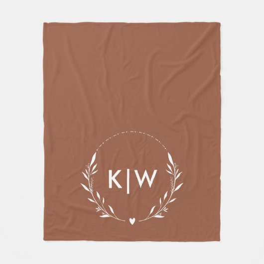 Terracotta en wit | Monogram moderne Initialen Fleece Deken (Voorkant)