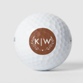 Terracotta en wit | Monogram moderne Initialen Golfballen (Voorkant)