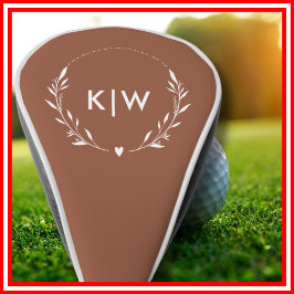 Terracotta en wit | Monogram moderne Initialen Golfheadcover