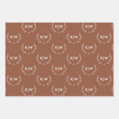 Terracotta en wit | Monogram moderne Initialen Inpakpapier Vel (Voorkant)