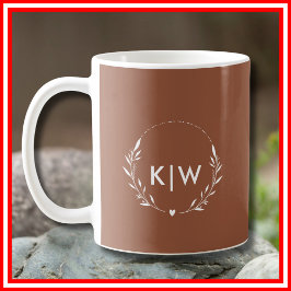 Terracotta en wit | Monogram moderne Initialen Koffiemok