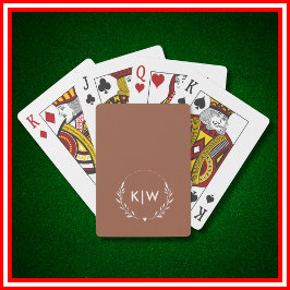 Terracotta en wit | Monogram moderne Initialen Pokerkaarten