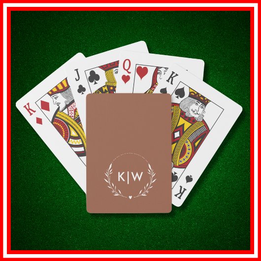 Terracotta en wit | Monogram moderne Initialen Pokerkaarten