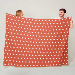 Terracotta en wit retro polkadotpatroon fleece deken