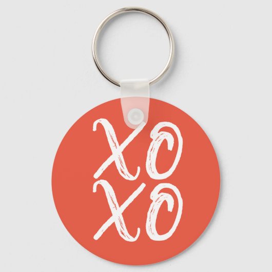 Terracotta en wit XOXO Sleutelhanger (Voorkant)