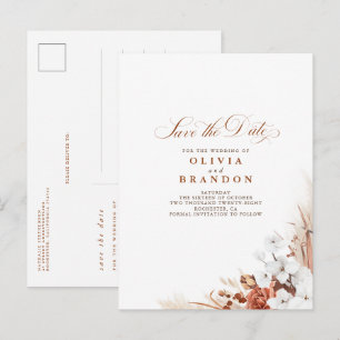 Terracotta en witte bloem Boho Save The Date Aankondigingskaart