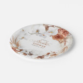 Terracotta en witte bloemen Boho Bruidsshower Papieren Bordje (Gekanteld)