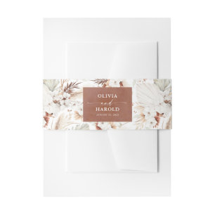 Terracotta en witte bloemen Boho bruiloft Uitnodigingen Wikkel