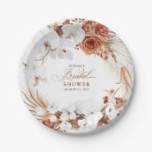 Terracotta en witte bloemen Boho Bruiloftsfeest Papieren Bordje (Voorkant)