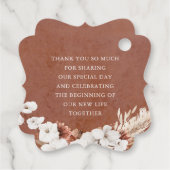 Terracotta en witte bloemen Boho dank je Bedankjes Labels (Achterkant)