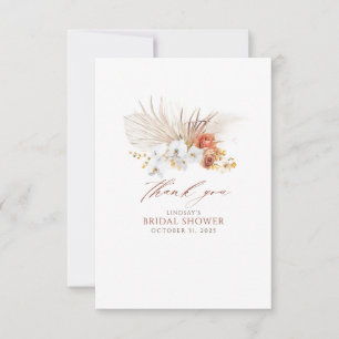 Terracotta en witte bloemen Boho dank je Bedankkaart