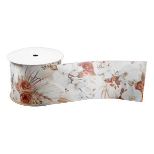 Terracotta en witte bloemen Botanische Boho Chic Lint