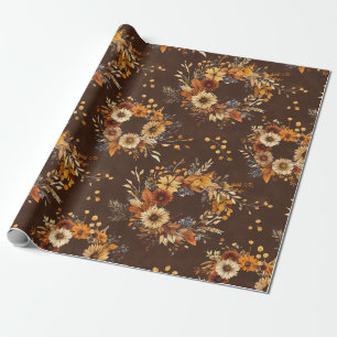 Terracotta en Witte Bloemen Botanische Boho Exotis Cadeaupapier