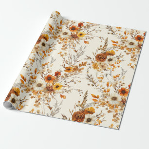 Terracotta en Witte Bloemen Botanische Boho Exotis Cadeaupapier
