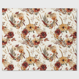 Terracotta en Witte Bloemen Botanische Boho Exotis Cadeaupapier