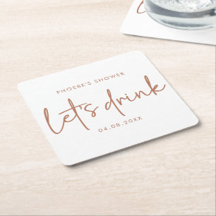 Terracotta en witte minimalistische douche Onderze Vierkante Kartonnen Onderzetter