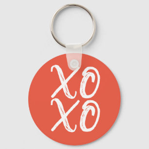Terracotta en Witte XOXO Sleutelhanger