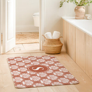Terracotta en Witte Zeeschelp Kust Monogram Badmat