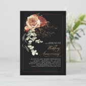 Terracotta en zwart bloemenbruiloft Jubileum Kaart (Staand voorkant)