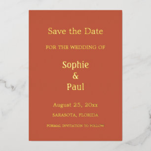 Terracotta Enregistrer la date Foil Invitation