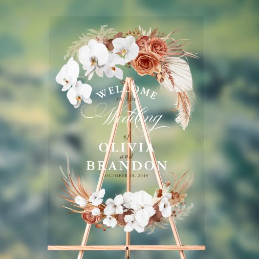 Terracotta et Boho blanc Mariage Floral Bienvenue (Neutre)
